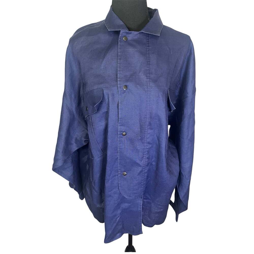 Suzelle Ramie Blouse Jacket Vintage Hong Kong Sz 12 Snap Button Gorpcore Utility